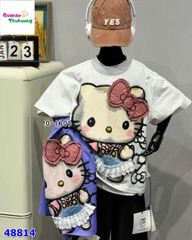 Áo thun trắng Kitty váy ren