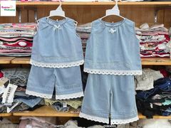 Set bộ xanh denim thêu Kitty