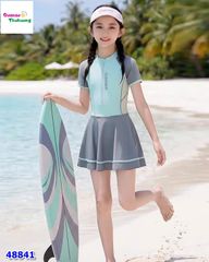 Đầm bơi xanh viền xám Summer