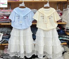 Set áo vàng Glandi, váy trắng đính hạt