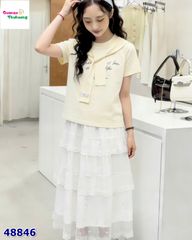 Set áo vàng Glandi, váy trắng đính hạt