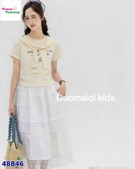 Set áo vàng Glandi, váy trắng đính hạt