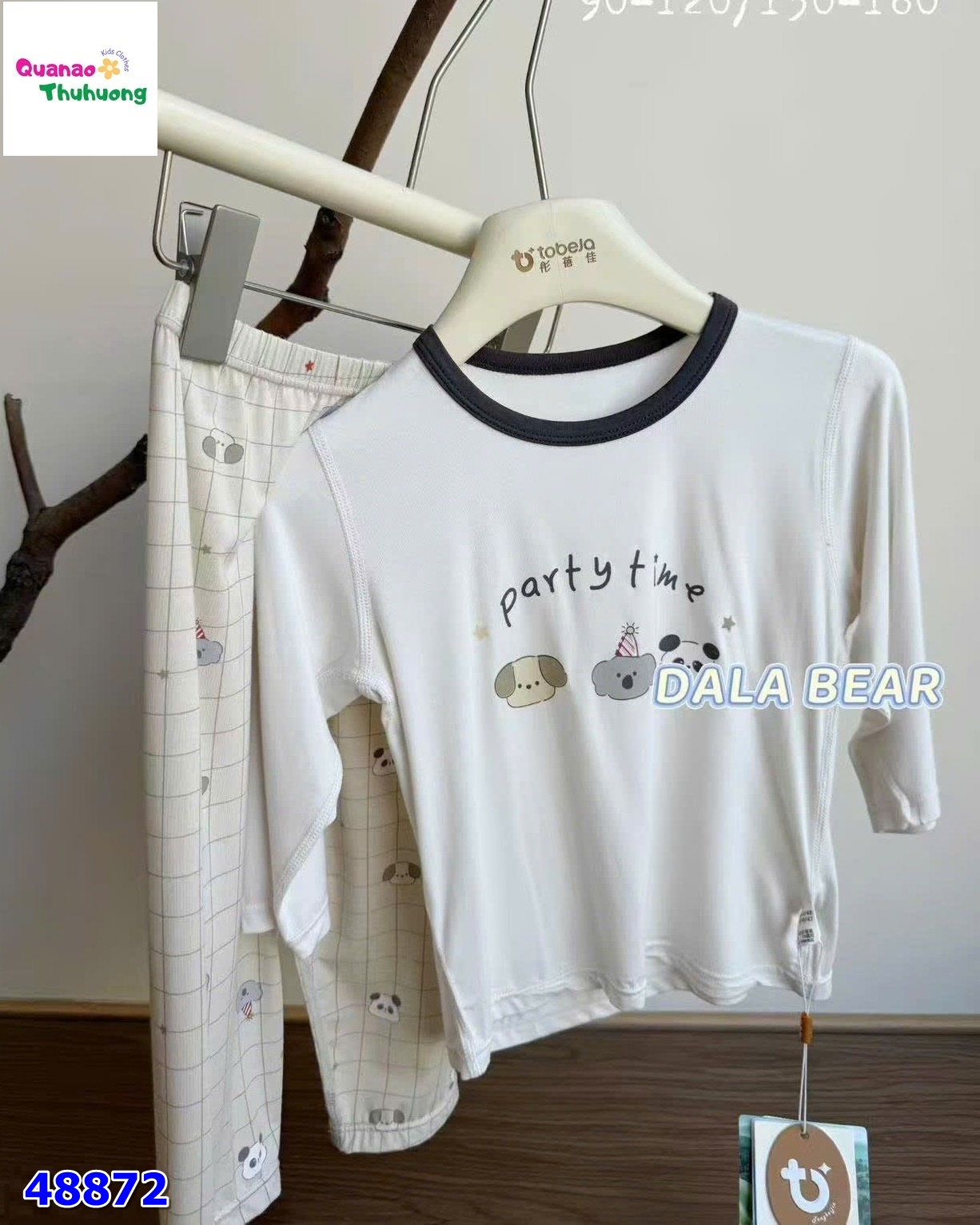 Bộ Tencel Tobela dài trắng gấu Patty Time
