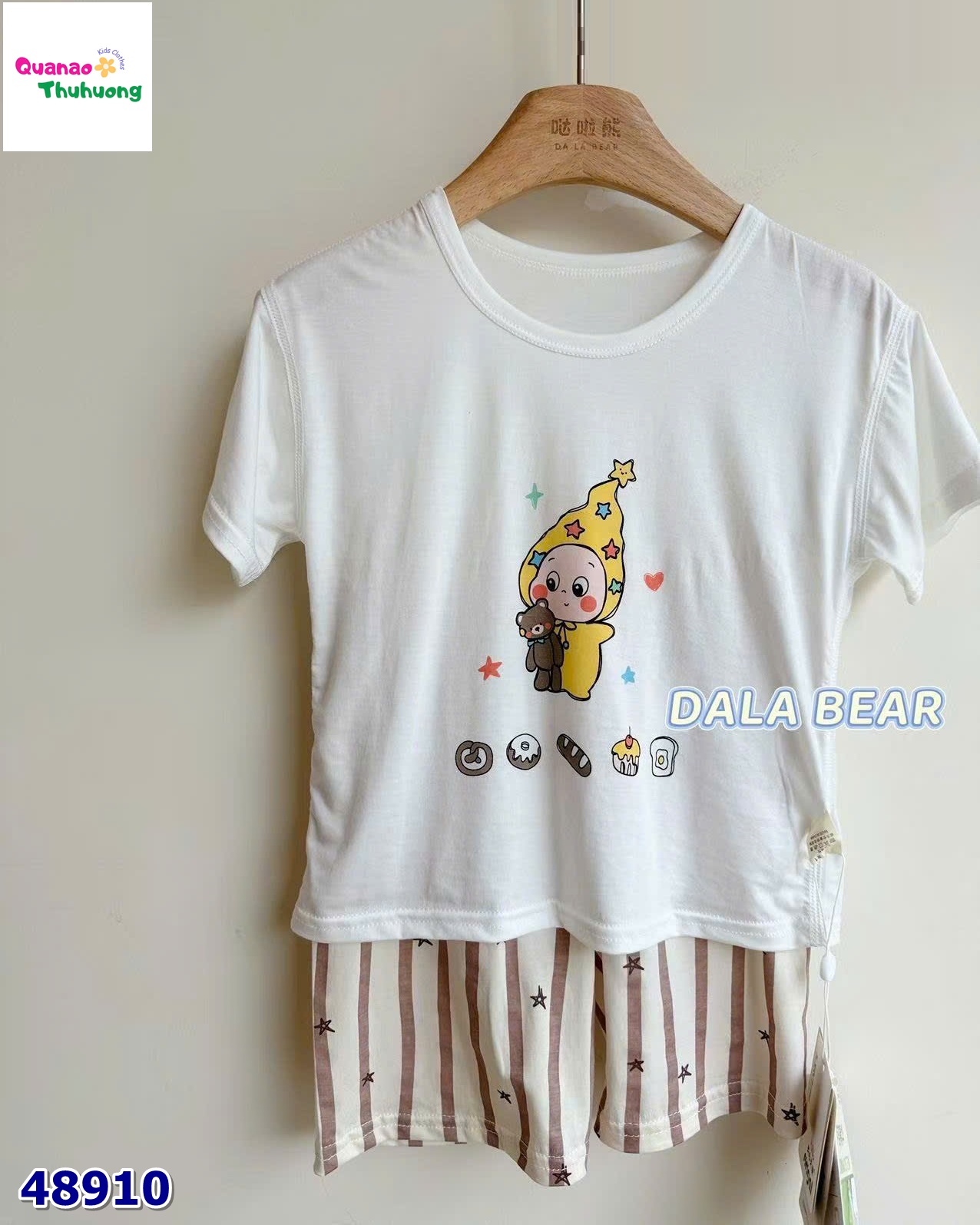 Bộ Tencel T trắng em bé