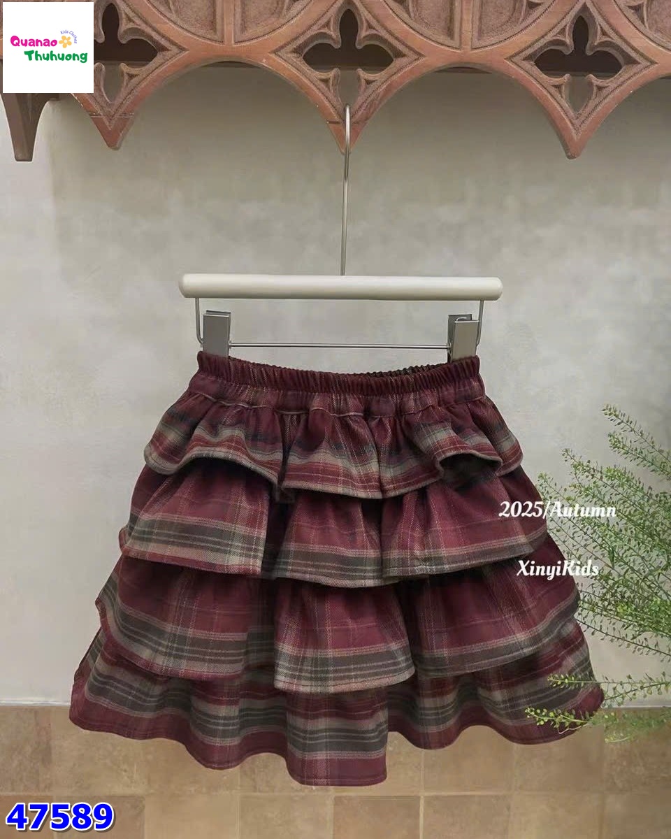 Chân váy tầng caro đỏ