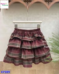 Chân váy tầng caro đỏ