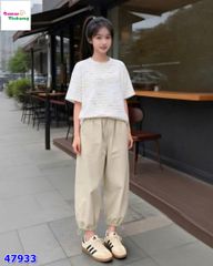 Set DDH áo sọc Min, quần kem