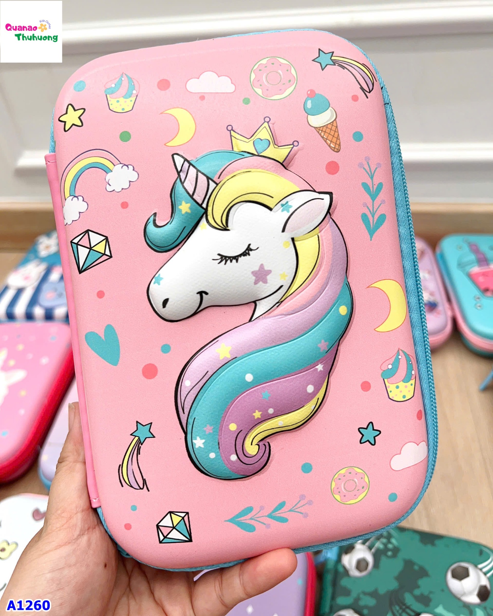 Hộp bút hồng Unicorn