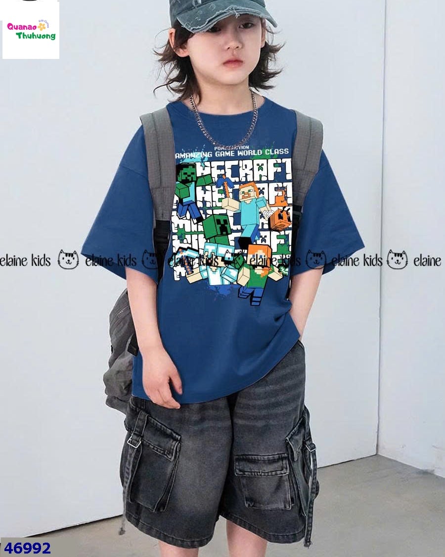 Set Elaine xanh Minecraft, quần jean xám