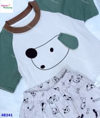 Bộ áo kem cún phối tay xanh