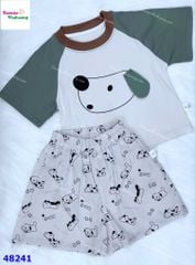 Bộ áo kem cún phối tay xanh