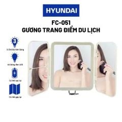 Gương Trang Điểm Có Đèn LED Hyundai Cao Cấp - Thiết Kế Gấp 3 Thông Minh, 3 Chế Độ Ánh Sáng Cảm Ứng