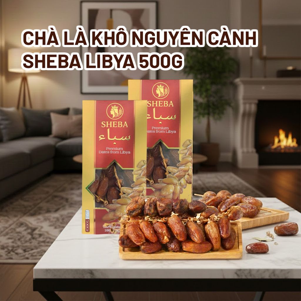 Chà Là Khô Nguyên Cành SHEBA Libya 500g - CHALA500