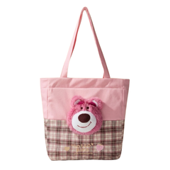 Túi xách thời trang Disney Gấu Lotso B22209-T3 Túi Tote Vải Canvas Phối Sọc Caro Đựng Đồ Đa Năng Cho Nữ