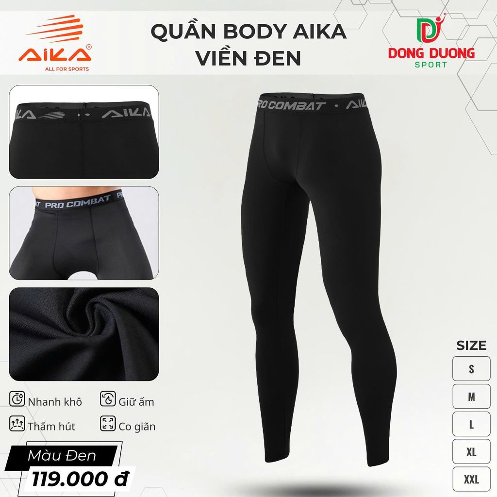 Quần Body Aika Pro Combat Viền Đen