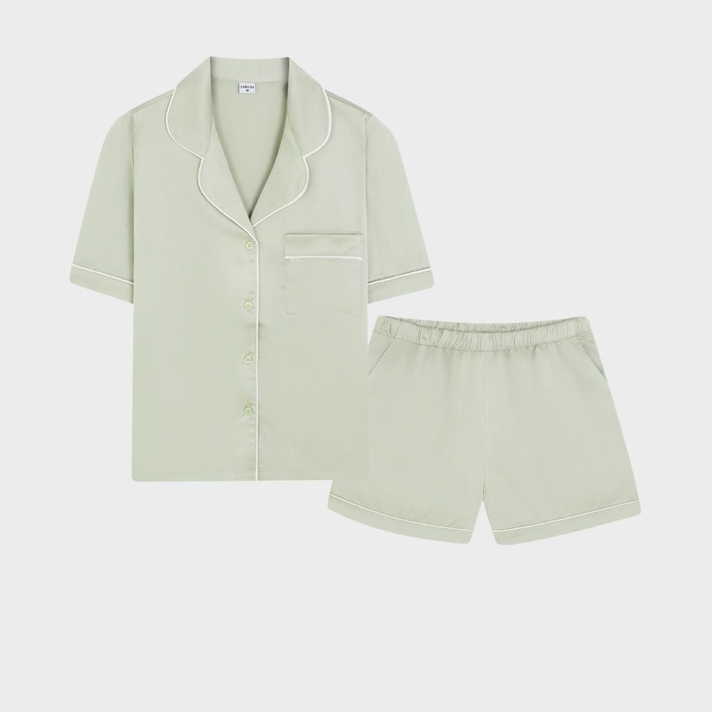 Bộ Đồ Nữ Lamode Pijama ngắn tay lụa satin mềm mát LST051MAH0