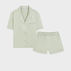 Bộ Đồ Nữ Lamode Pijama ngắn tay lụa satin mềm mát LST051MAH0