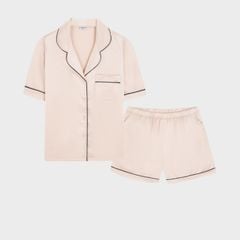Bộ Đồ Nữ Lamode Pijama ngắn tay lụa satin mềm mát LST051MAH0