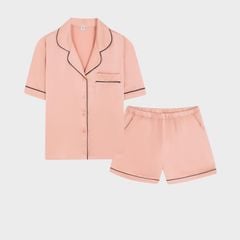 Bộ Đồ Nữ Lamode Pijama ngắn tay lụa satin mềm mát LST051MAH0