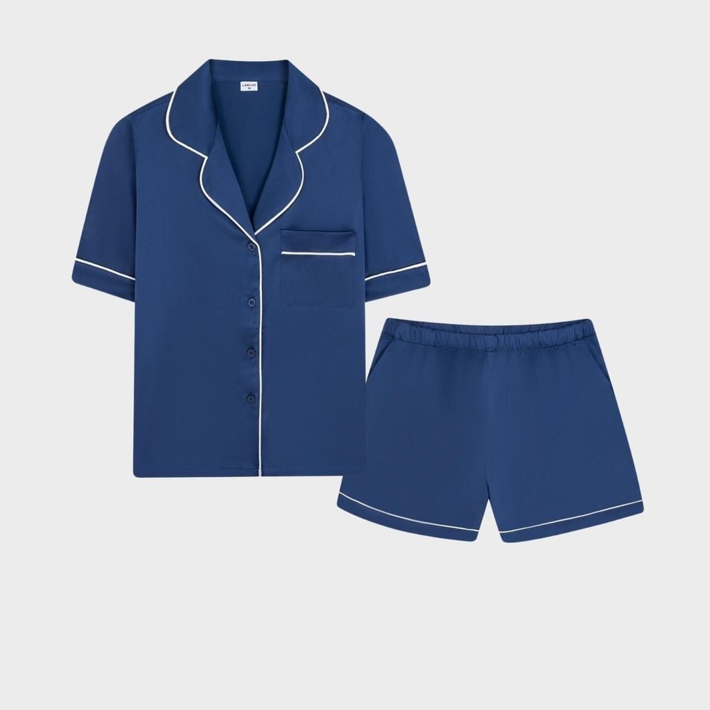 Bộ Đồ Nữ Lamode Pijama ngắn tay lụa satin mềm mát LST051MAH0