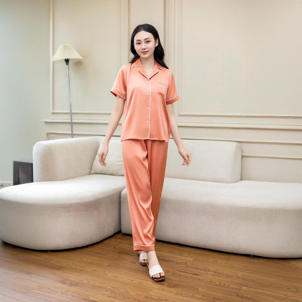 Bộ Đồ Mùa Hè Nữ Áo Tay Cộc Quần Dài Lụa Latin Lamode LST032AS0