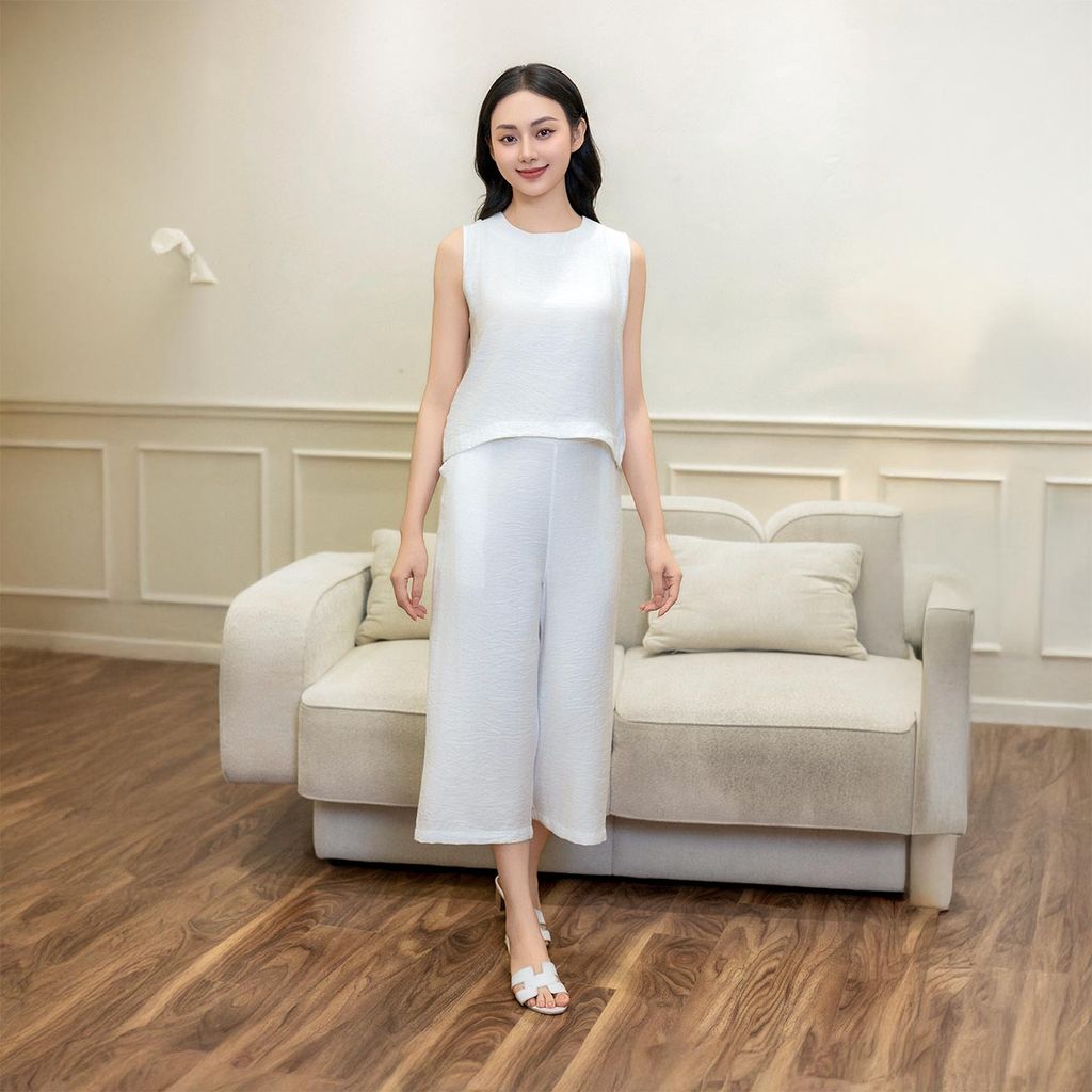 Bộ Đồ Mùa Hè Nữ Áo Sát Nách Quần Lửng Tơ Gân Lamode LST031AS0