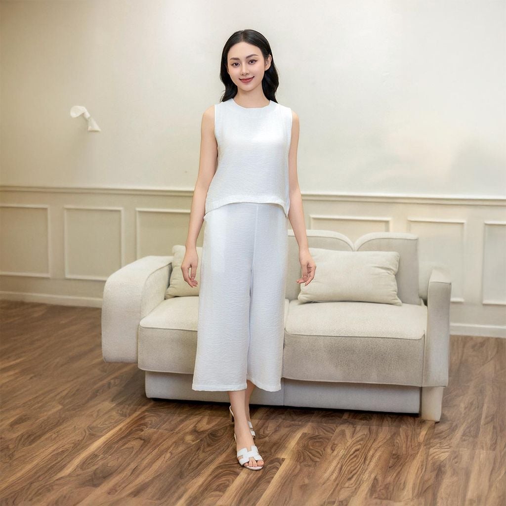 Bộ Đồ Mùa Hè Nữ Áo Sát Nách Quần Lửng Tơ Gân Lamode LST031AS0