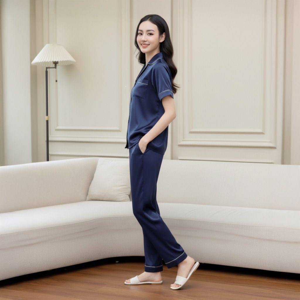 Bộ Đồ Mùa Hè Nữ Áo Tay Cộc Quần Dài Lụa Latin Lamode LST032AS0