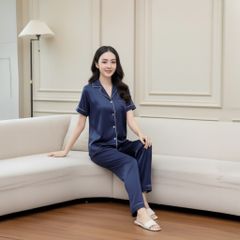 Bộ Đồ Mùa Hè Nữ Áo Tay Cộc Quần Dài Lụa Latin Lamode LST032AS0