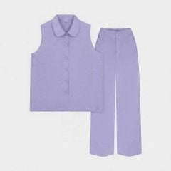 Bộ đồ nữ áo sát nách cổ sen quần suông dài đũi tơ Lamode LST038AS0