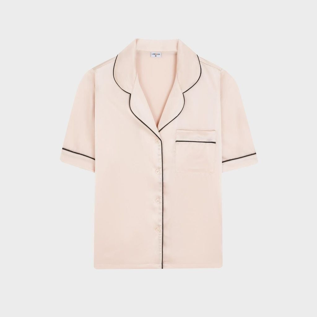 Bộ Đồ Nữ Lamode Pijama ngắn tay lụa satin mềm mát LST051MAH0