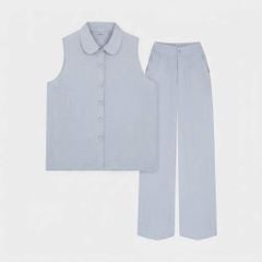 Bộ đồ nữ áo sát nách cổ sen quần suông dài đũi tơ Lamode LST038AS0