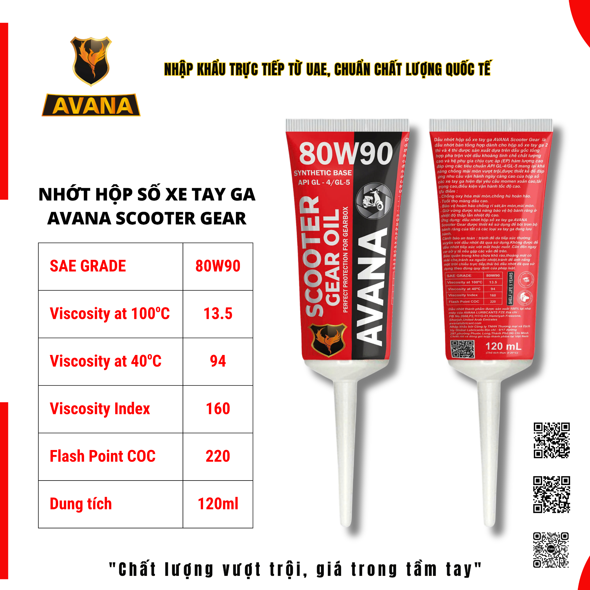  NHỚT HỘP SỐ XE TAY GA SAE GRADE 80W90 120ml 