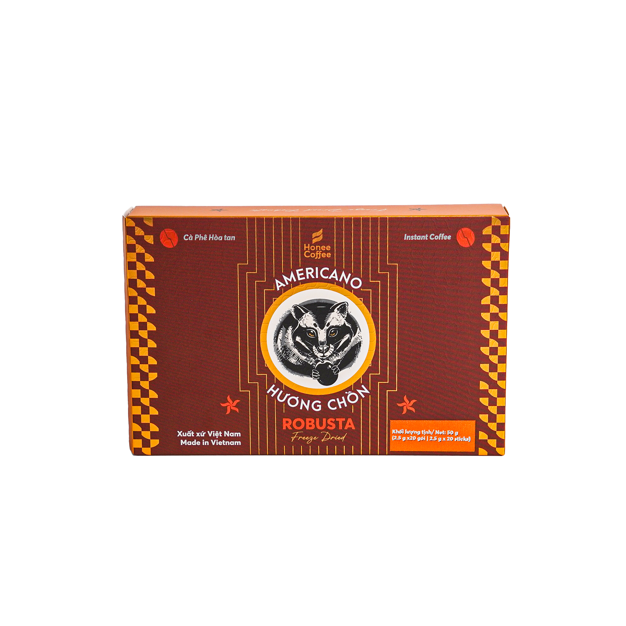 CÀ PHÊ HÒA TAN ĐEN HƯƠNG CHỒN ROBUSTA AMERICANO (50g) [25 GÓI × 2.5G]