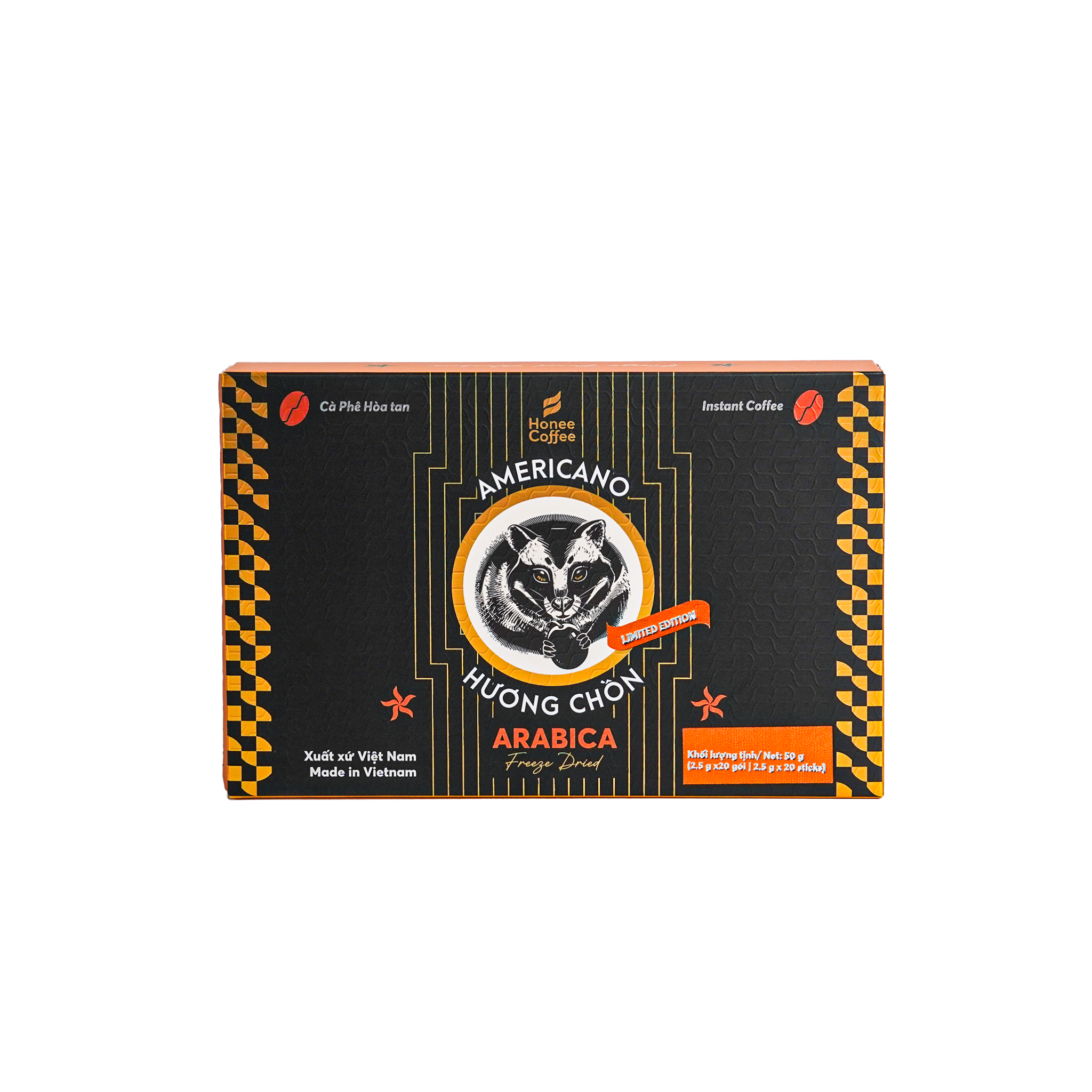 CÀ PHÊ HÒA TAN ĐEN HƯƠNG CHỒN ARABICA AMERICANO (50g) [25 GÓI × 2.5G]