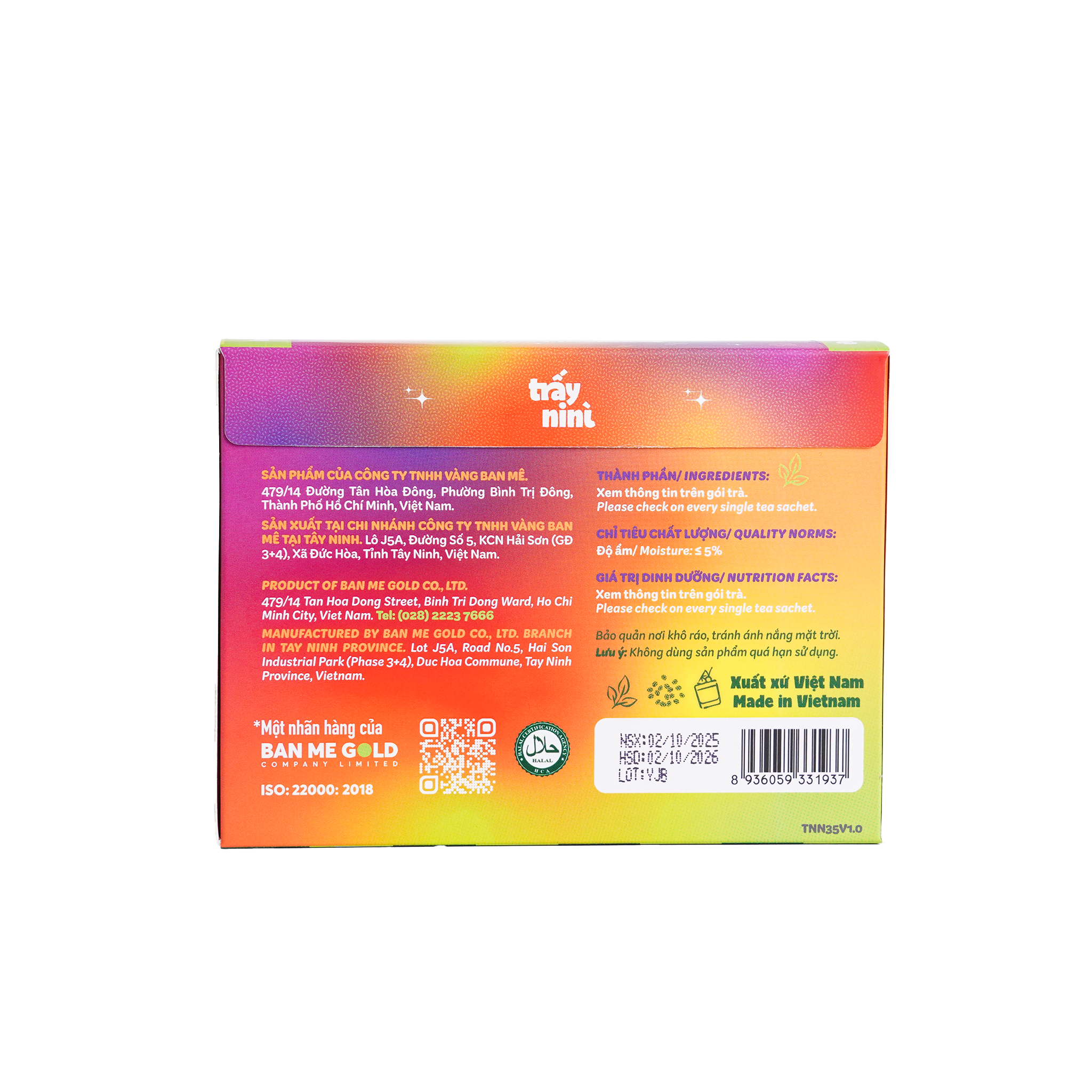 TRÀ TRÁI CÂY NHIỆT ĐỚI MIX 5 VỊ 50G [5 GÓI VUÔNG × 10G]