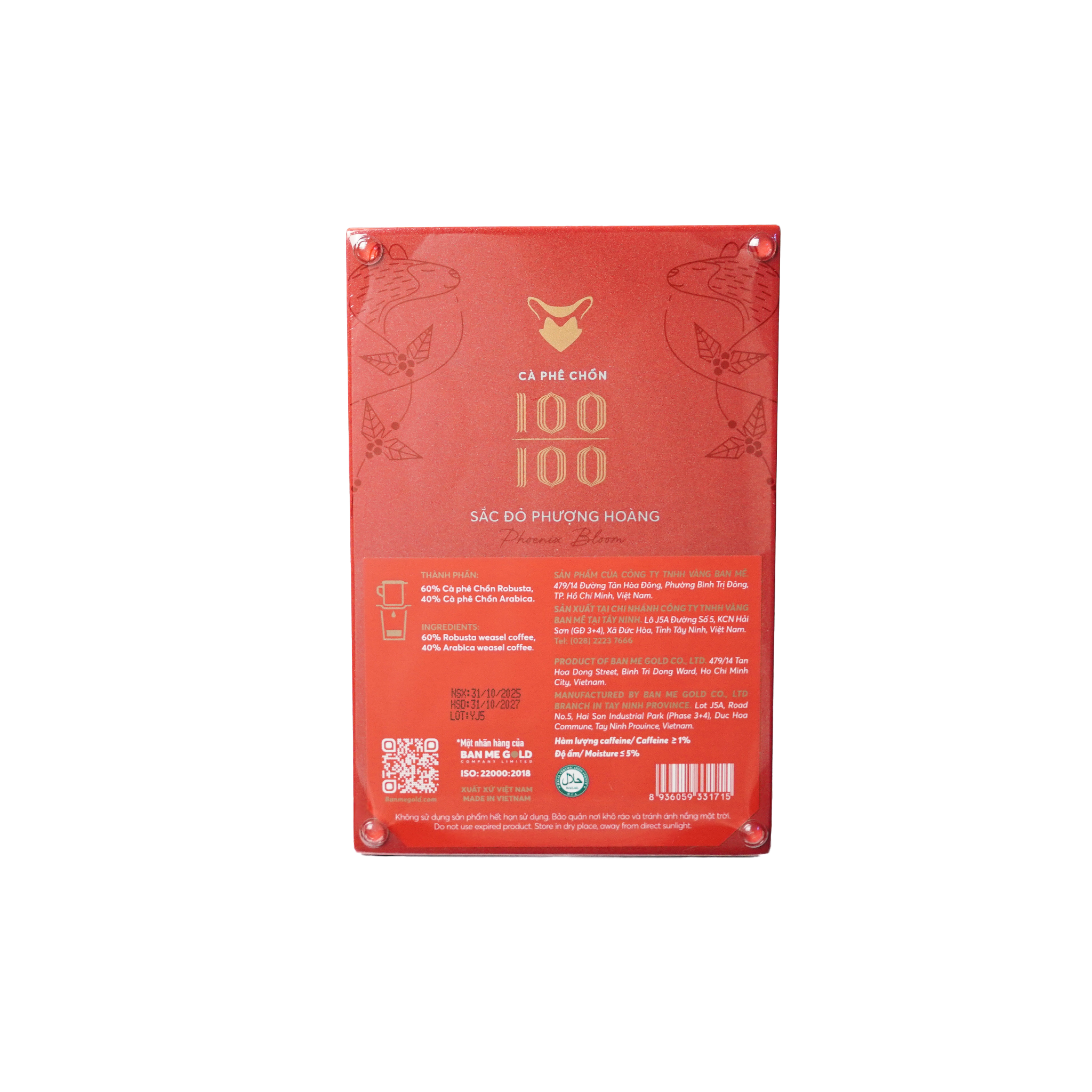 HỘP QUÀ HẠT RANG CHỒN SẮC ĐỎ PHƯỢNG HOÀNG (110G) - SƠN MÀI