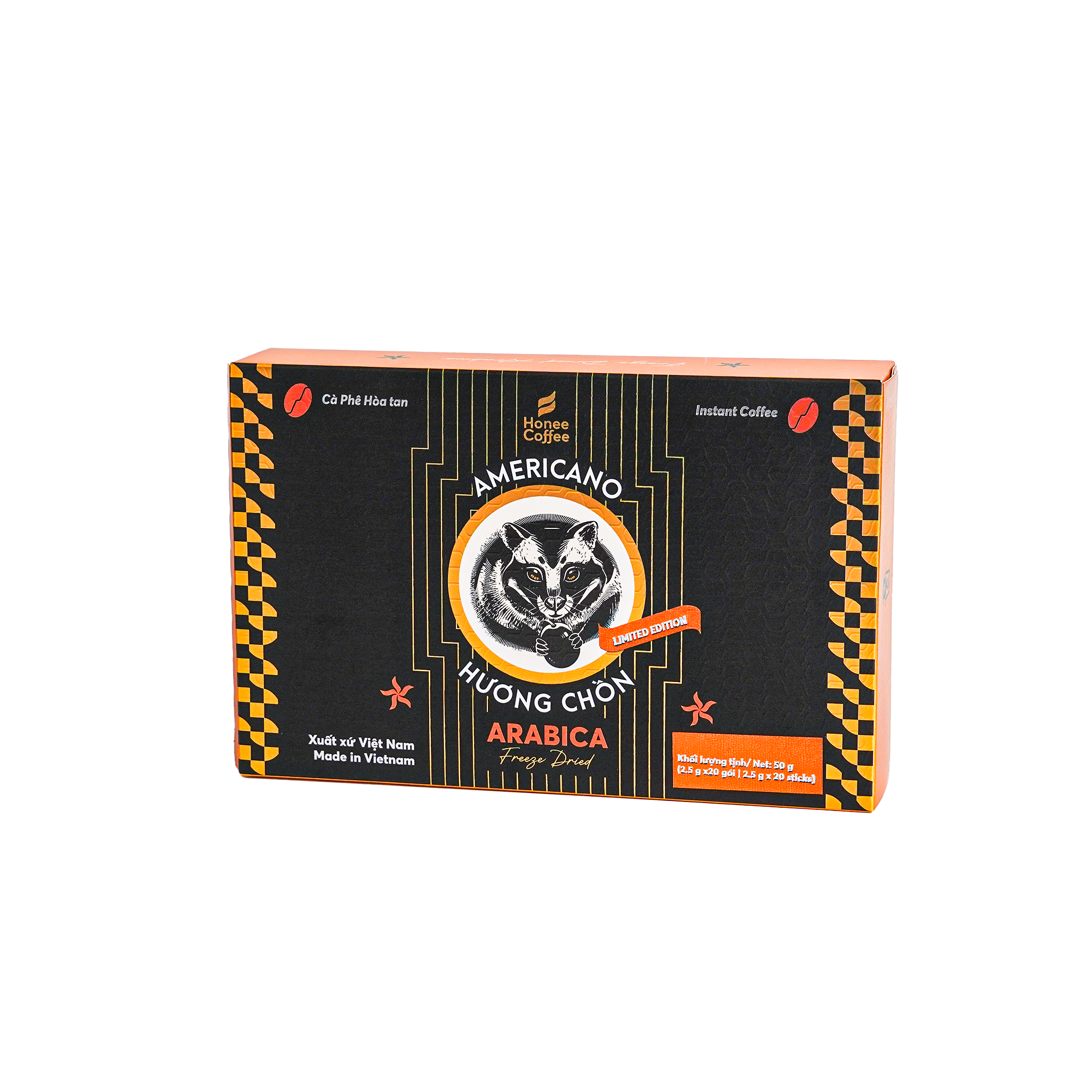 CÀ PHÊ HÒA TAN ĐEN HƯƠNG CHỒN ARABICA AMERICANO (50g) [25 GÓI × 2.5G]