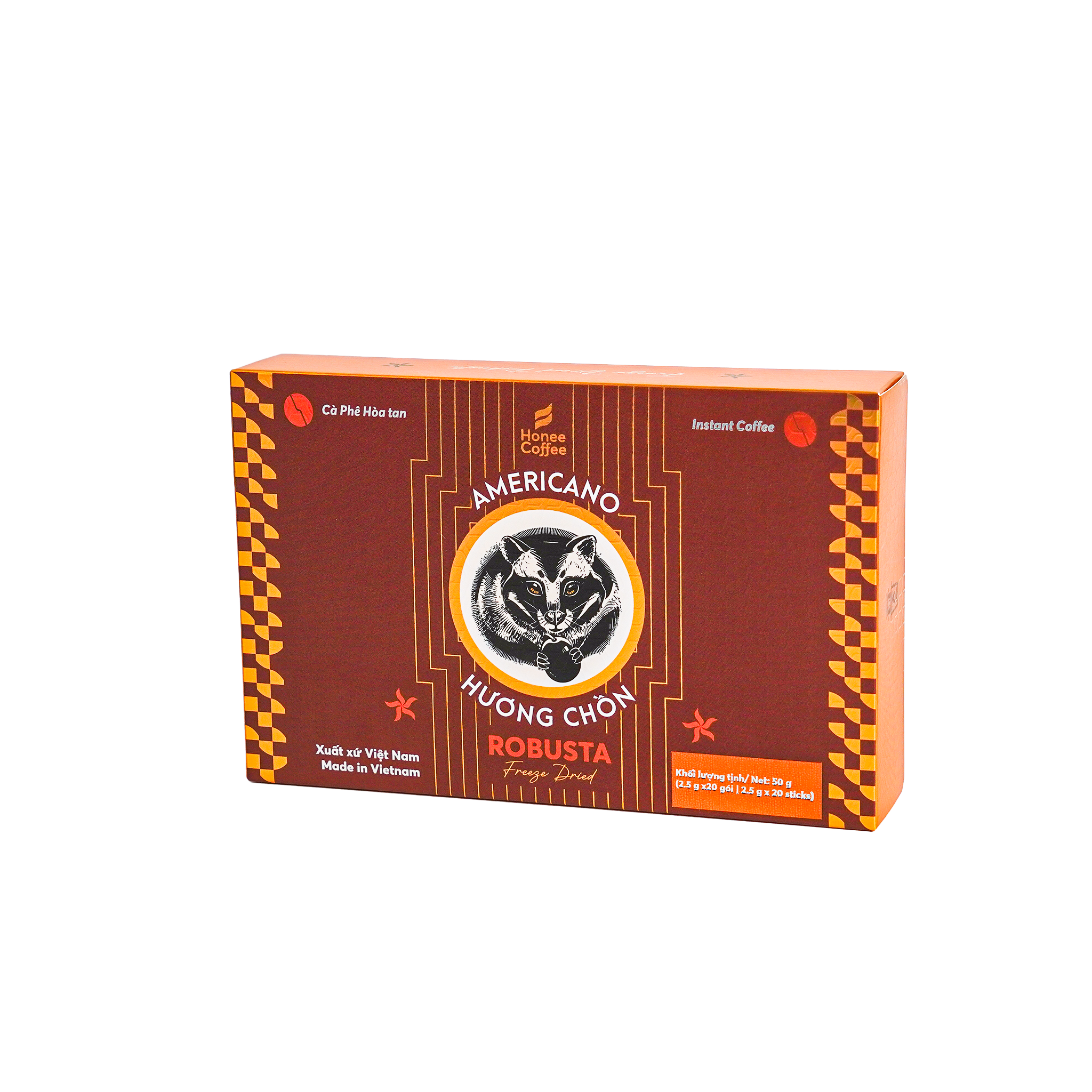 CÀ PHÊ HÒA TAN ĐEN HƯƠNG CHỒN ROBUSTA AMERICANO (50g) [25 GÓI × 2.5G]