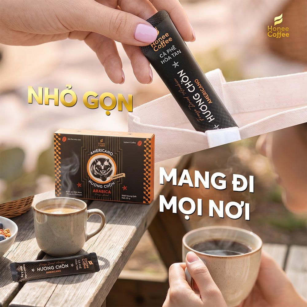 Cà Phê Hòa Tan Sấy Lạnh Arabica Gói - Gu nhẹ nhàng - Hộp 50g (20 gói) Tiện lợi mang đi du lịch - Ban Me Gold