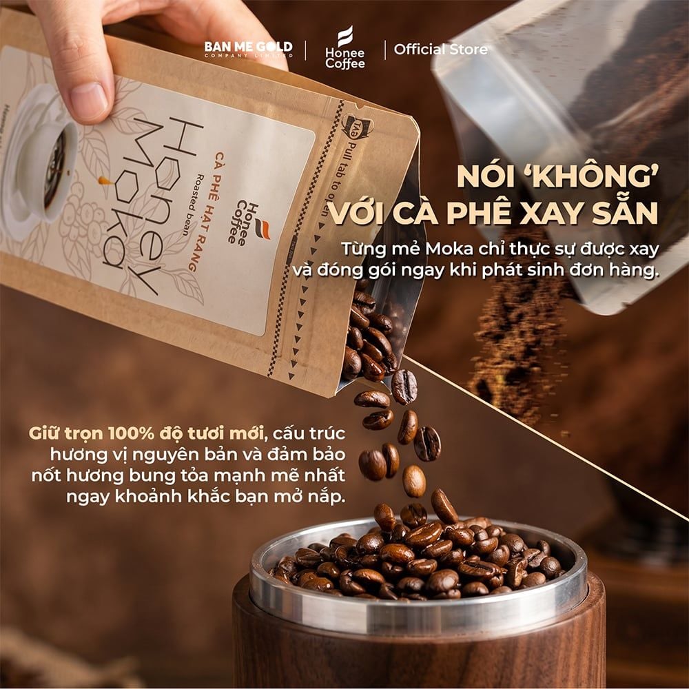 [KÈM BÌNH Ủ] Cà Phê Ủ Lạnh Cold Brew Bằng Hạt Cà Phê Moka PHỦ MẬT ONG HẬU NGỌT SÂU - Honey Moka Cafe Ủ Lạnh Cold Brew