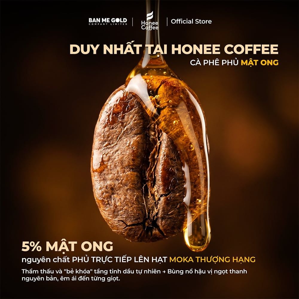 [KÈM BÌNH Ủ] Cà Phê Ủ Lạnh Cold Brew Bằng Hạt Cà Phê Moka PHỦ MẬT ONG HẬU NGỌT SÂU - Honey Moka Cafe Ủ Lạnh Cold Brew
