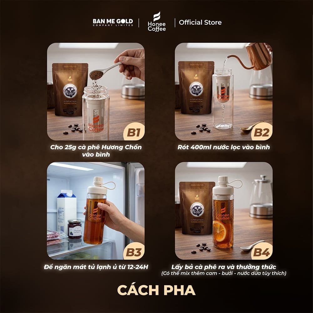 [KÈM BÌNH Ủ] Cà Phê Ủ Lạnh Cold Brew Bằng Hạt Cà Phê Hương Chồn SIÊU ÊM, MƯỢT, KHÔNG ĐẮNG GẮT - Cafe Ủ Lạnh Cold Brew