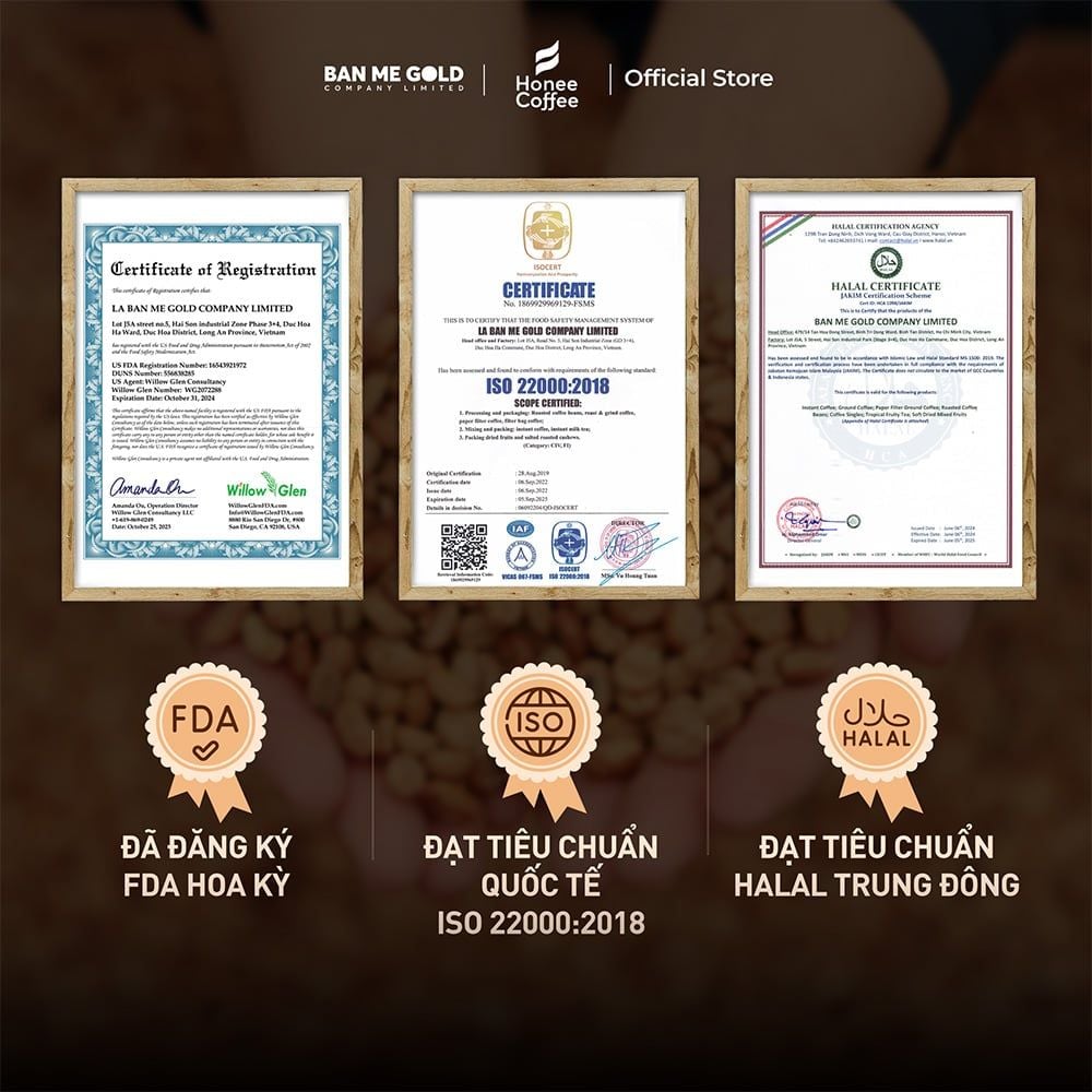 Cà Phê Hạt Rang Honey Moka Nguyên Chất - 250g - Cafe Moka Phủ Mật Ong Chính Hãng Ban Me Gold - Honee Coffee