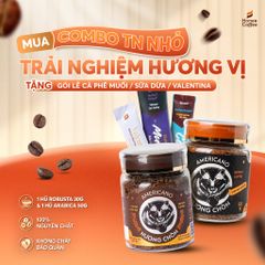 [COMBO TRẢI NGHIỆM] 1 Hũ Arabica (50g) x 1 Robusta (30g) Hòa Tan Sấy Lạnh Hương Chồn Americano