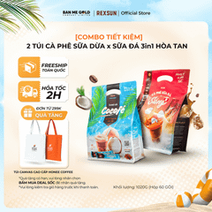 [COMBO TRẢI NGHIỆM] 2 Túi Cà Phê Hòa Tan Sữa Dừa Cocofé / Cafe Sữa Đá Truyền Thống Tiện Lợi - 60 Gói - Chính Hãng Ban Me Gold