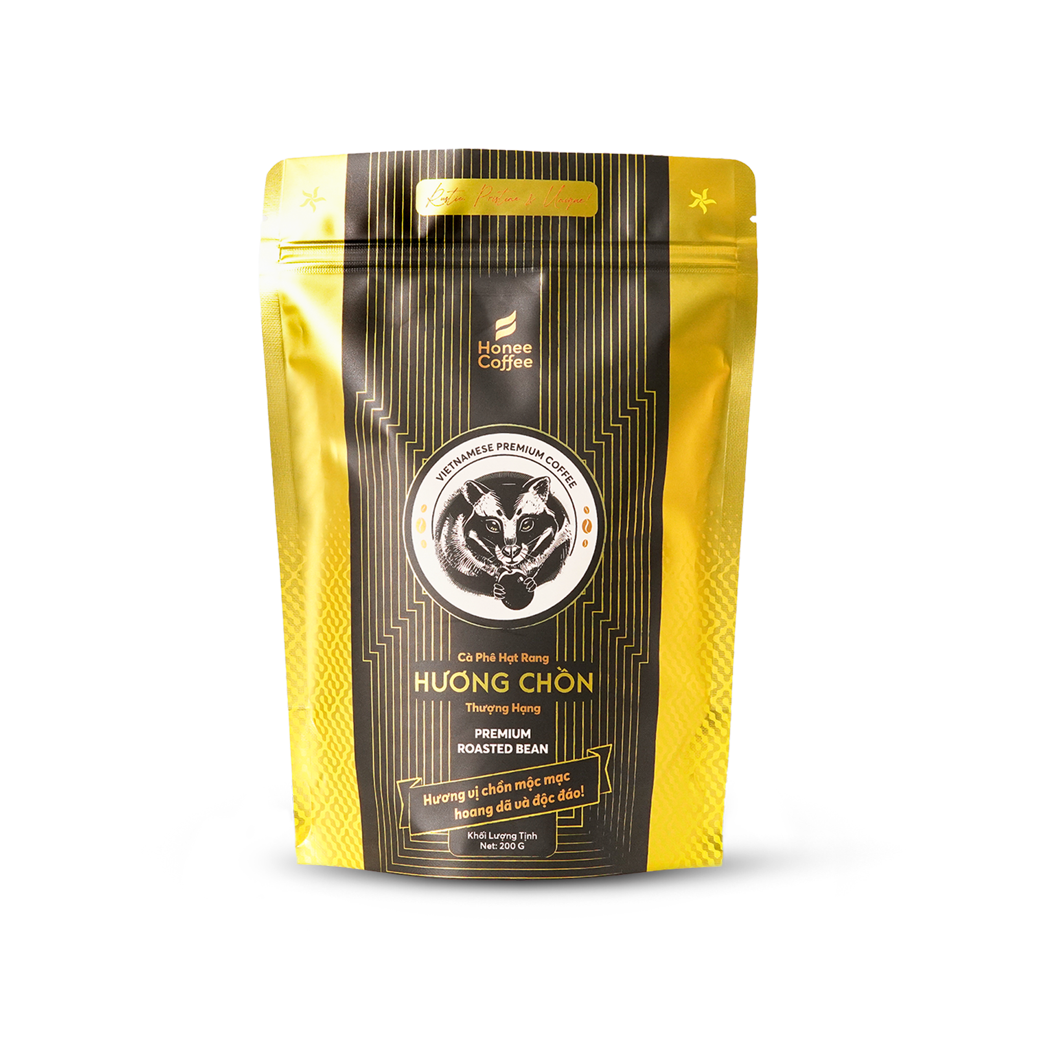 [THƯỢNG HẠNG] Cà Phê Hương Chồn (Vàng) Hạt Rang Mộc (200g) Cà Phê Chồn Nguyên Chất Chính Hãng Ban Me Gold - Honee Coffee