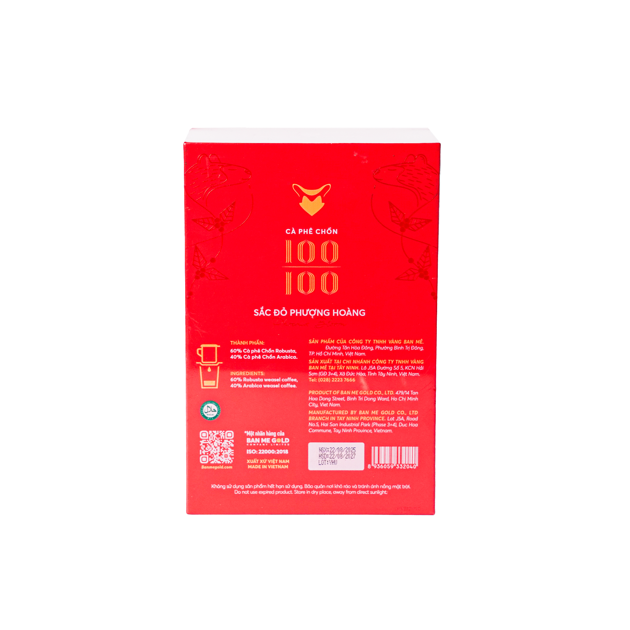 HỘP QUÀ HẠT RANG CHỒN SẮC ĐỎ PHƯỢNG HOÀNG (110G) - HỘP GIẤY