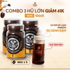 [COMBO] 3 Hũ Cà Phê Sấy Lạnh Robusta (80g x 3) - Cafe Sấy Lạnh Hương Chồn - Cà Phê Chồn Hoà Tan Ban Me Gold