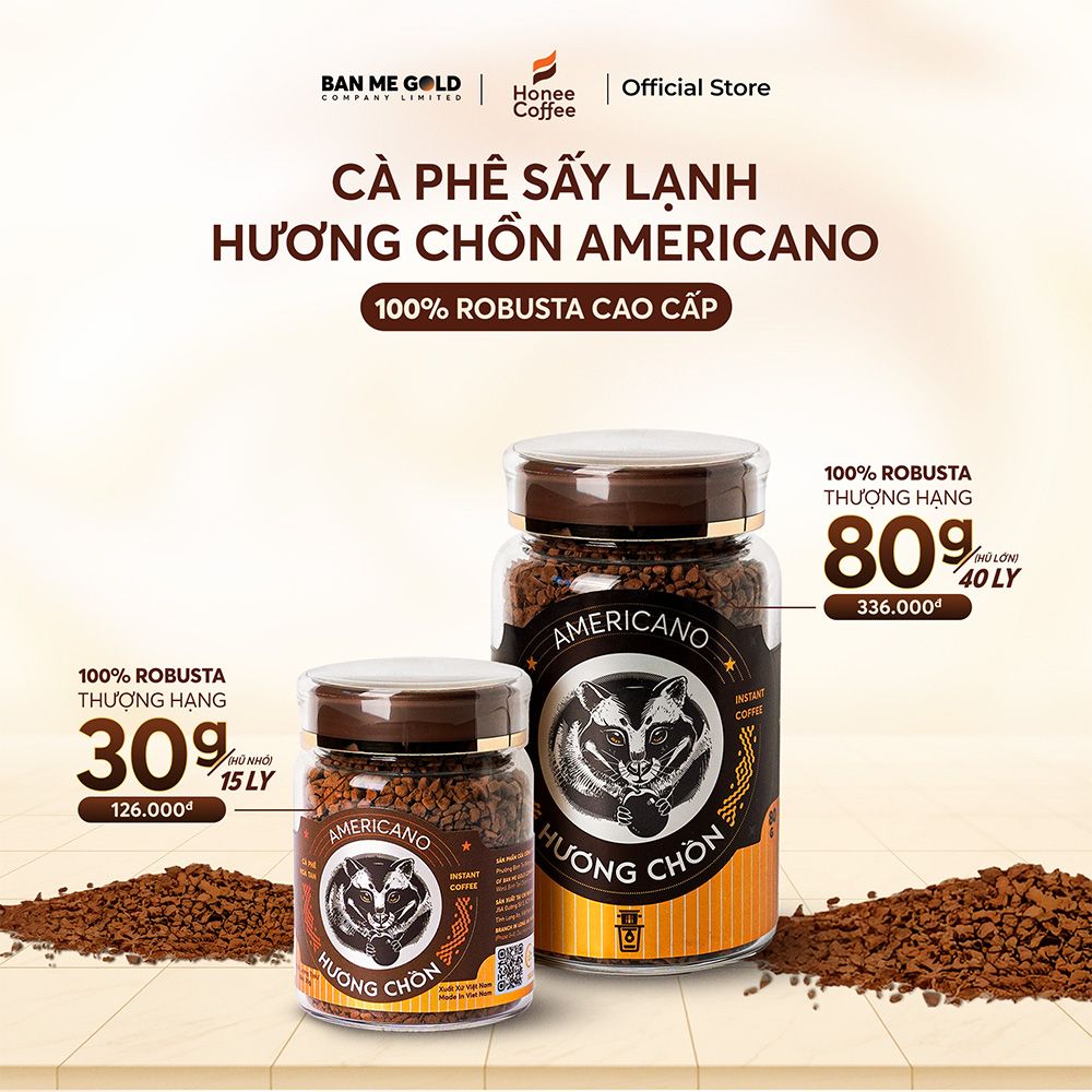 Cà Phê Hương Chồn Sấy Lạnh Americano (30g/80g) - Cà Phê Hòa Tan Sấy Lạnh 100% Robusta